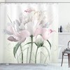 Floral Pink Roses Tulips Garden Leaves Shower Curtain, Petals And Buds Detailed Print Cloth Fabric Bathroom Decors