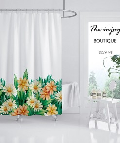 Floral Plant Shower Curtain for Summer Flower Bathroom Decor