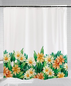 Floral Plant Shower Curtain for Summer Flower Bathroom Decor