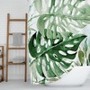 Floral Plants Watercolor Nature Bath Set With Large Monstera And Tropical Green Leaves Print