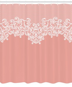 Floral Print Peach Shower Curtain - Bathroom Decor with Wedding Theme Quotes