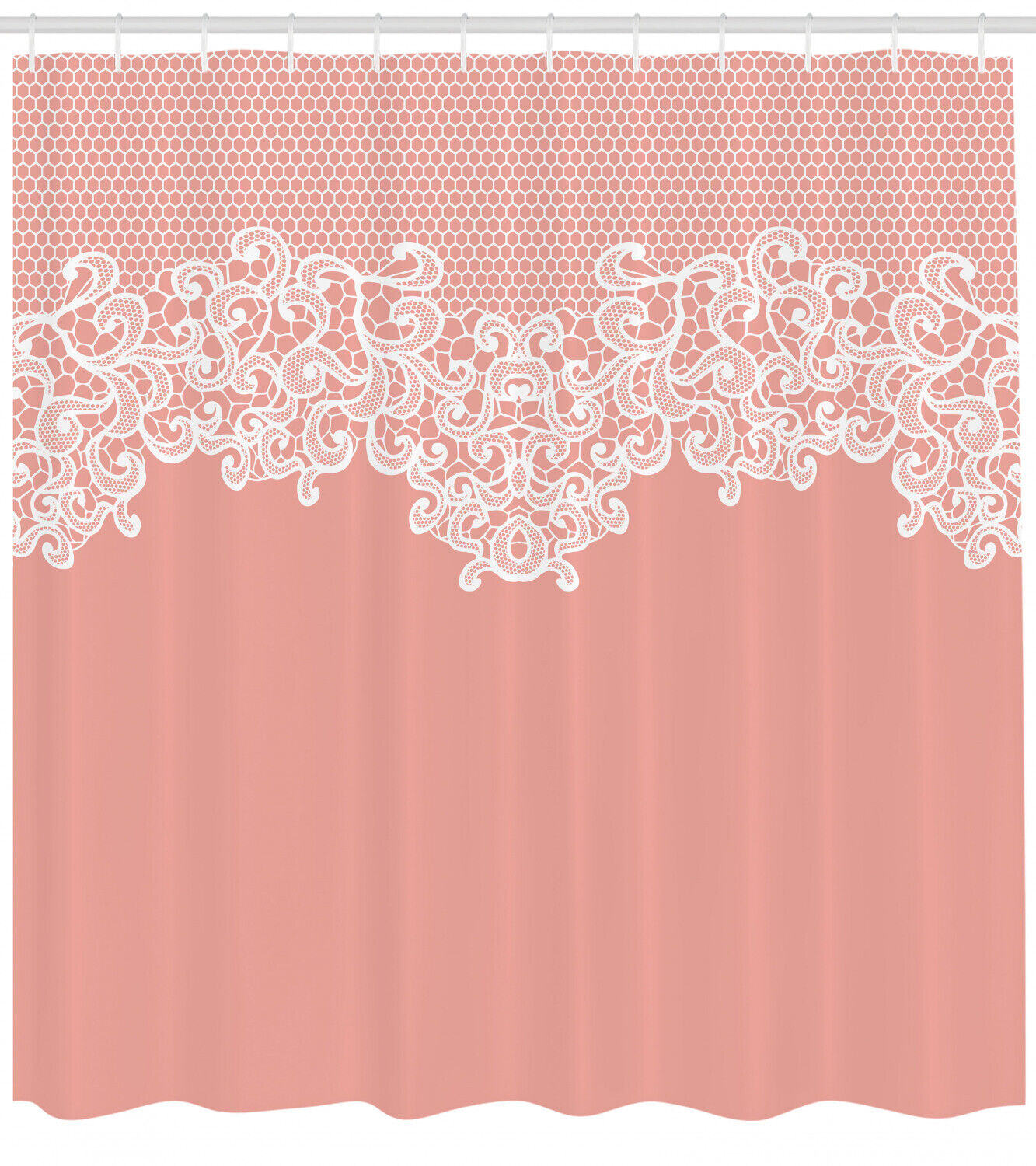 Floral Print Peach Shower Curtain - Bathroom Decor with Wedding Theme Quotes