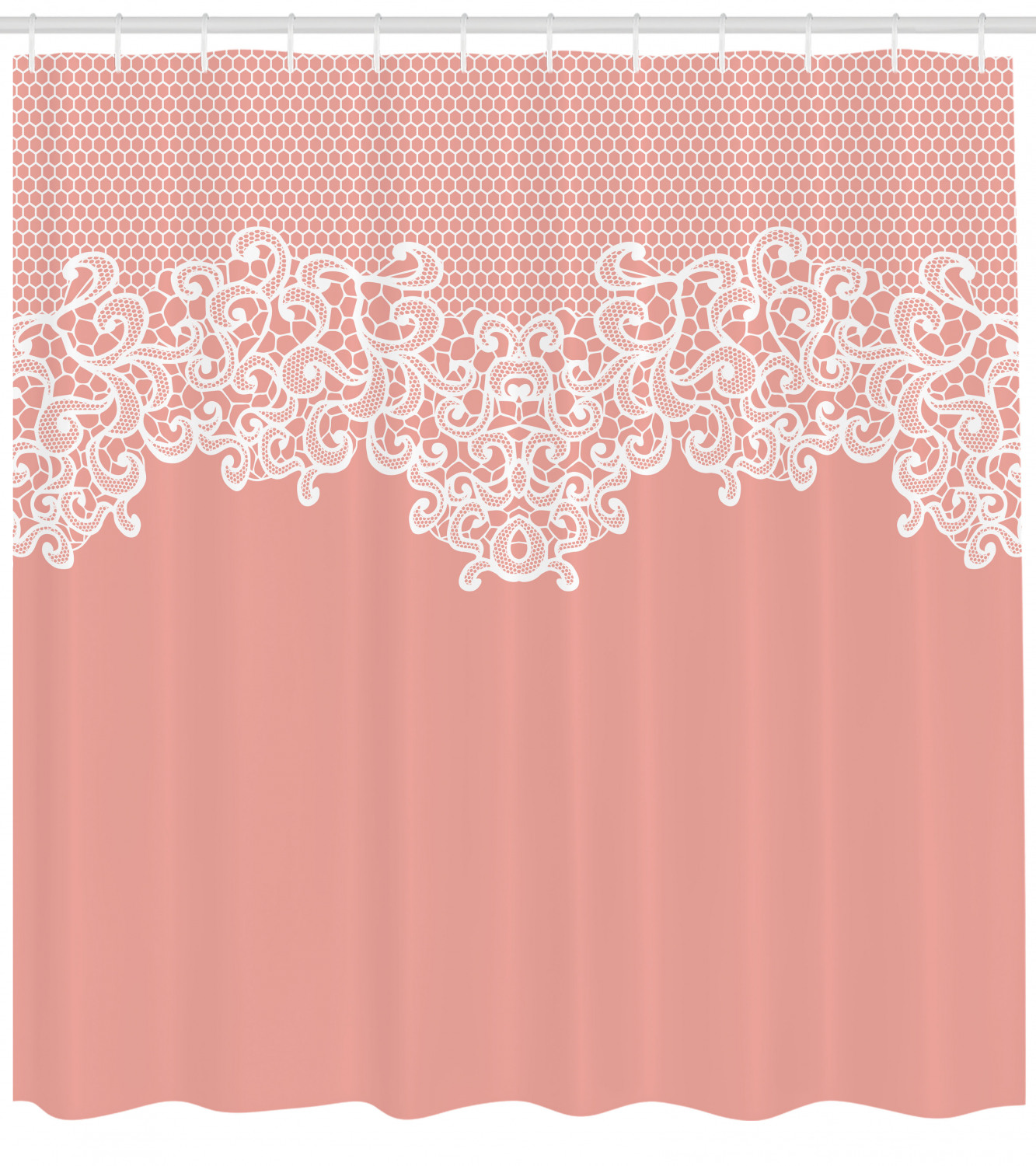 Floral Print Peach Shower Curtain - Bathroom Decor with Wedding Theme Quotes