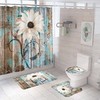 Floral Print Shower CurtainRustic Wood Bathroom Decor for Women & Kids