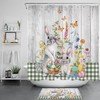 Floral Rabbit Green Plaid Easter Egg Shower Curtain, Perfect for Your Easter Bathroom Decor