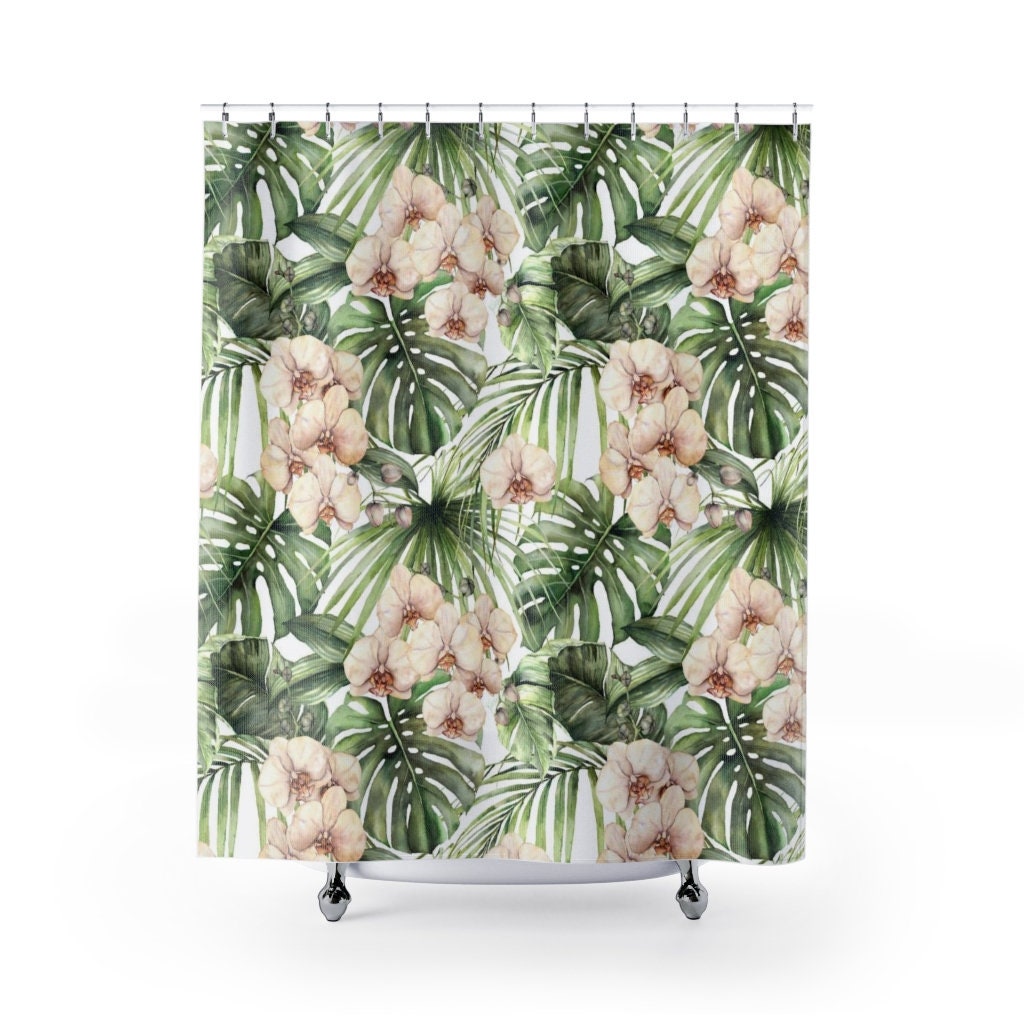 Floral Rainforest Orchid Shower Curtain for Nature-Inspired Bathroom Decor