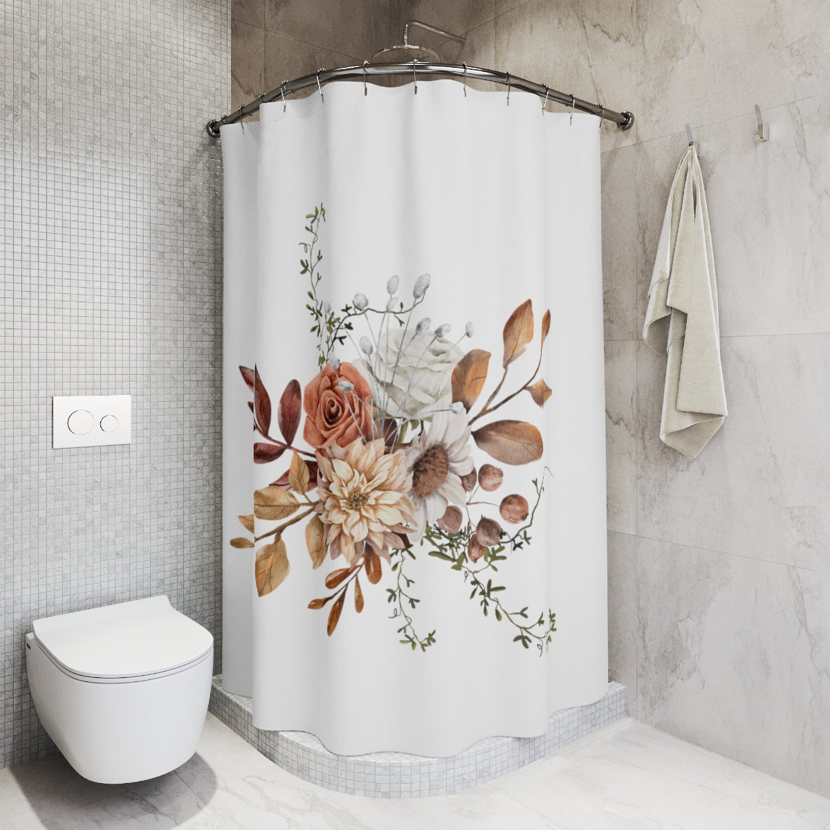 Floral Shower Curtain - Bathroom Decor Shower Curtain For Aesthetic And Functionality - Perfect Thanksgiving Gift