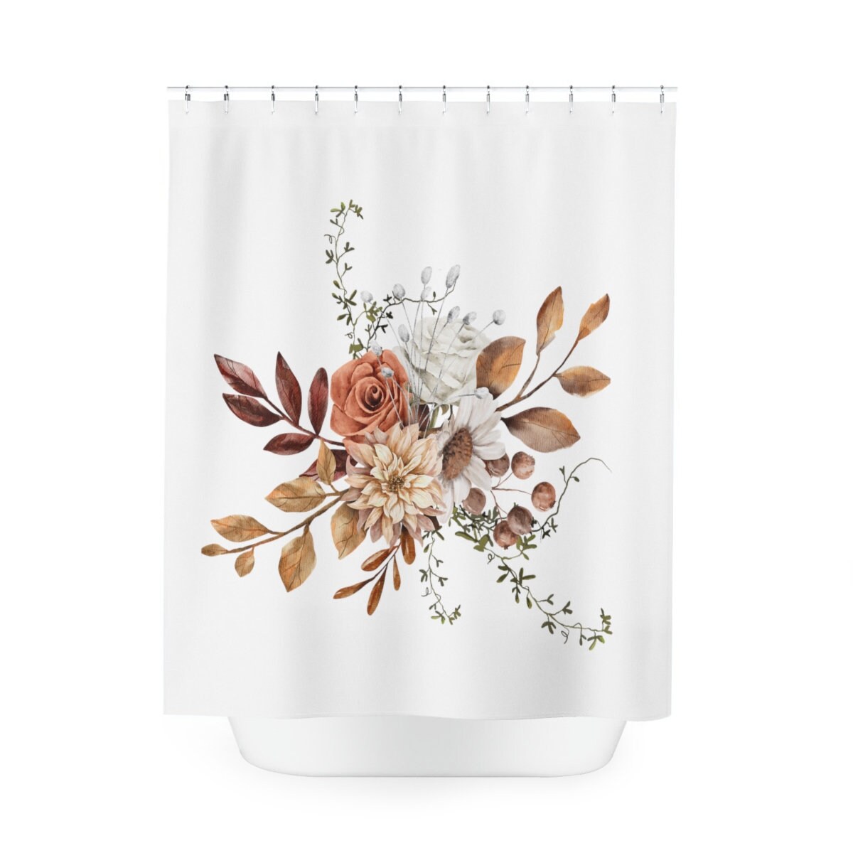 Floral Shower Curtain - Bathroom Decor Shower Curtain For Aesthetic And Functionality - Perfect Thanksgiving Gift