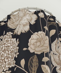 Floral Shower Curtain with Hydrangea, Rose, and Peony, 72x72 - Decorative Bathroom Curtains