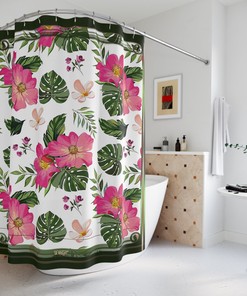 Floral Shower Curtain with Two Color Options for a Stylish Bathroom