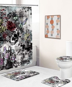 Floral Skull Print Shower Curtain - Perfect For A Unique Bathroom Look