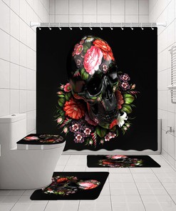Floral Skull Shower Curtain For Edgy And Unique Bathroom Decor