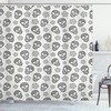 Floral Skulls Daisies Hearts Illustration Print Shower Curtain For Quirky Bathroom Decor