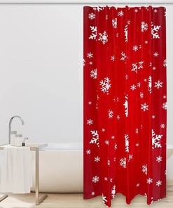 Floral Snowflake Print Fabric Shower Curtain for Subtle Winter Bathroom Decor