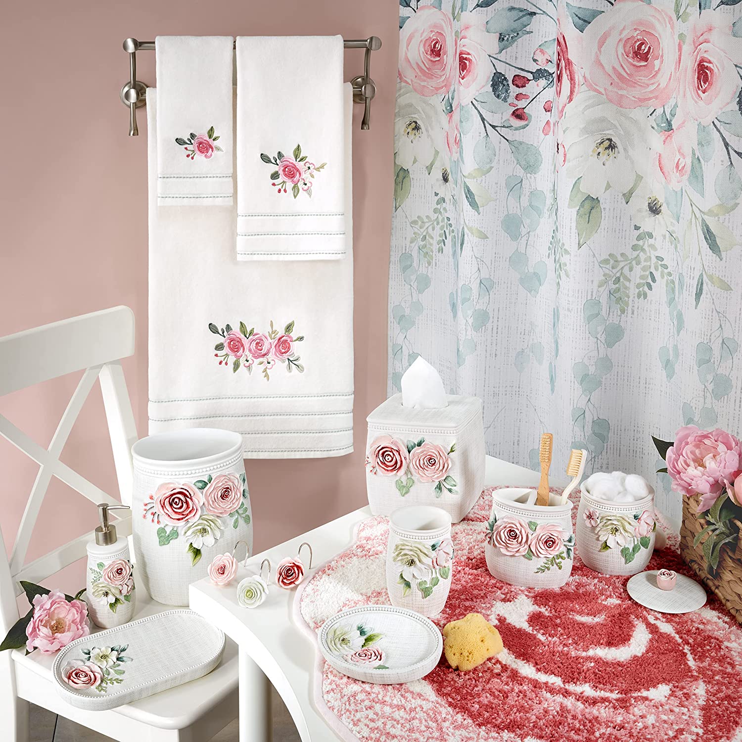 Floral Spring Garden Shower Curtain - Avantis Fabric Bathroom Accessories - Image 4