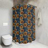 Floral Sunflower Shower Curtain in Blue and Yellow with Metal Hooks