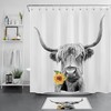 Floral Sunflower and Funny Highland Cow Print Shower Curtain for Modern Bathroom Decor