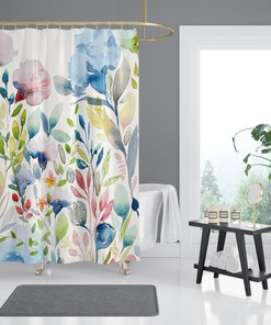 Floral Watercolor Print Garden Flowers Iii Shower Curtain - Refreshing Bathroom Decor