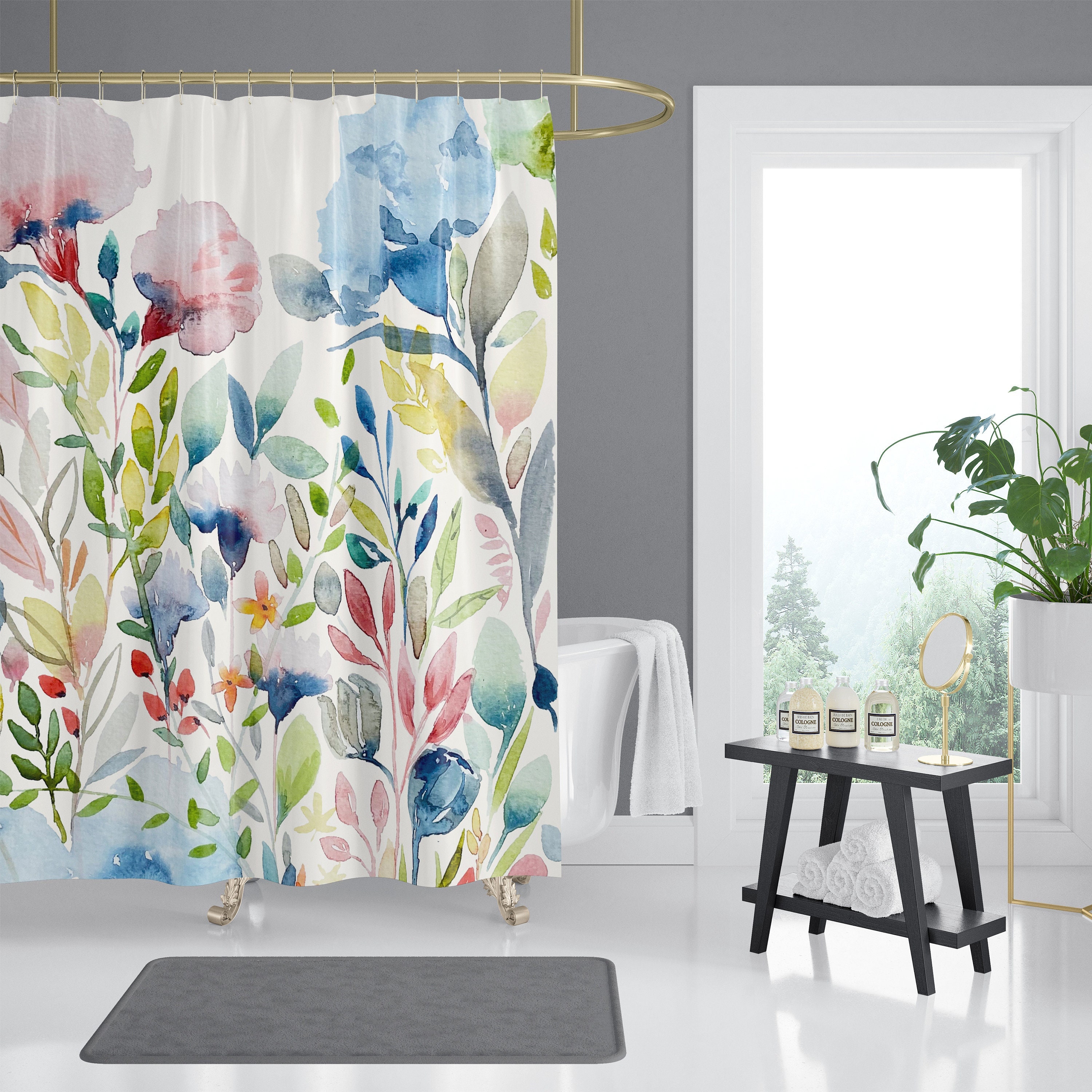 Floral Watercolor Print Garden Flowers Iii Shower Curtain - Refreshing Bathroom Decor
