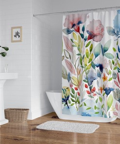 Floral Watercolor Print Garden Flowers Iii Shower Curtain - Refreshing Bathroom Decor