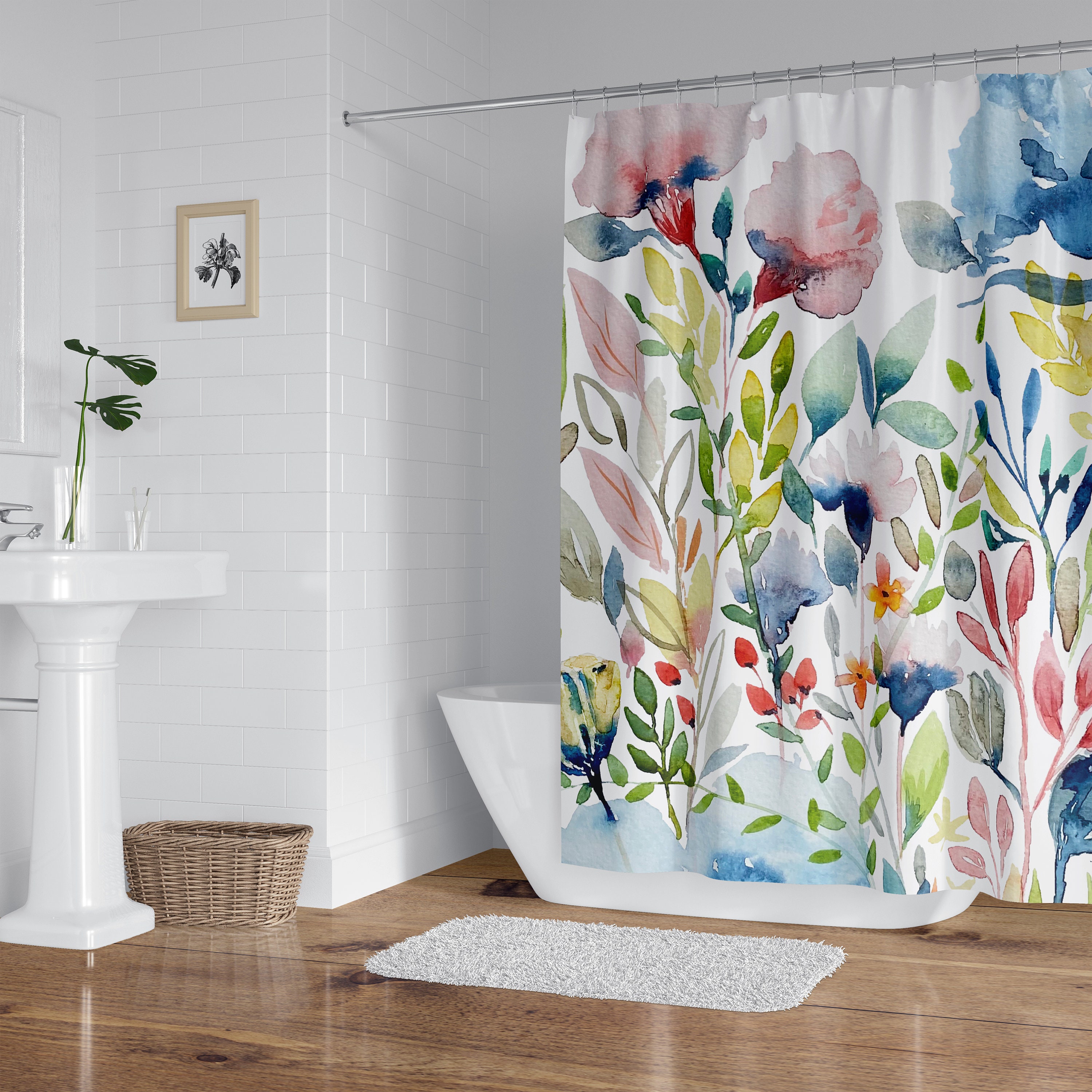 Floral Watercolor Print Garden Flowers Iii Shower Curtain - Refreshing Bathroom Decor