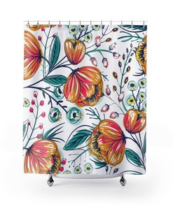 Floral Watercolor Shower Curtain, Add A Splash Of Color To Your Bathroom