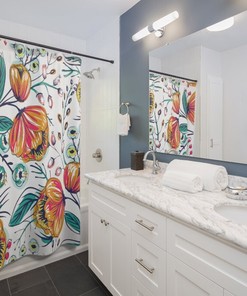 Floral Watercolor Shower Curtain, Add A Splash Of Color To Your Bathroom