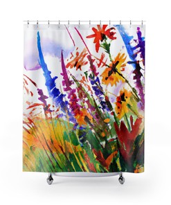 Floral Watercolour Print Shower Curtain for Refreshing Bathroom Decor, 72x72 - Unique Shower Curtains