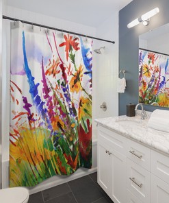 Floral Watercolour Print Shower Curtain for Refreshing Bathroom Decor, 72x72 - Unique Shower Curtains