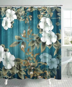 Floral White Magnolia Art Printed Shower Curtain for Classic Bathroom Decor