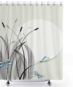 Flourishing Nature Dragonflies On Flowers Dragonfly Shower Curtain, Cloth Fabric Bathroom