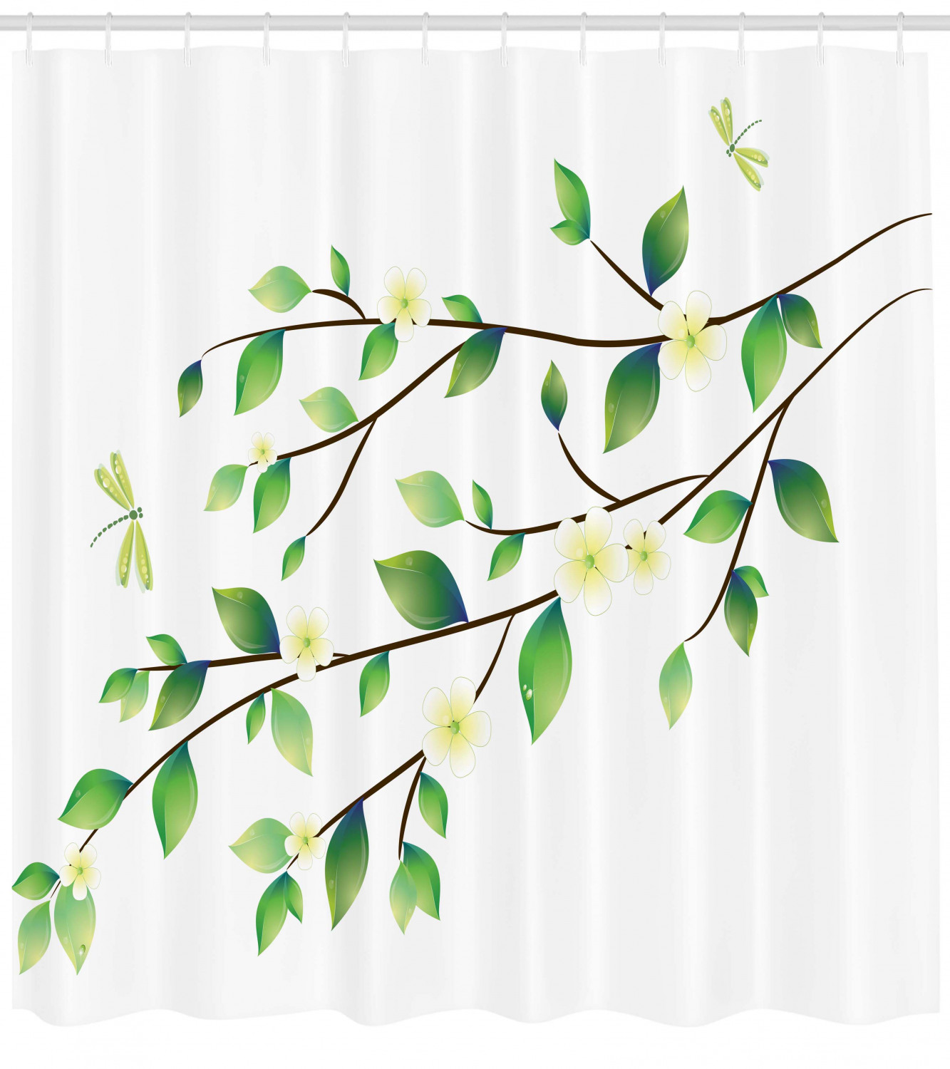 Flower And Dragonflies Print Animal Shower Curtain For Bathroom Decor - Image 4