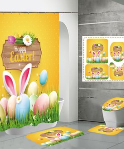 Flower And Rabbit Easter Shower Curtain