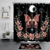 Flower Butterfly And Plant Shower Curtain For Bathroom