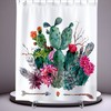 Flower Cactus Pattern Shower Curtain for Southwestern Bathroom