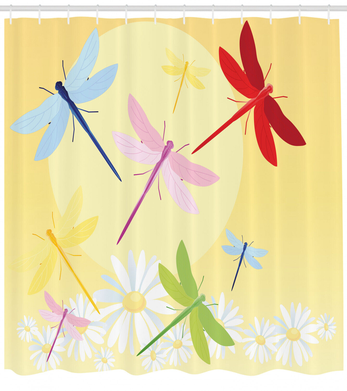 Flower Field And Sun Dragonfly Shower Curtain For A Sunny Bath - Image 2