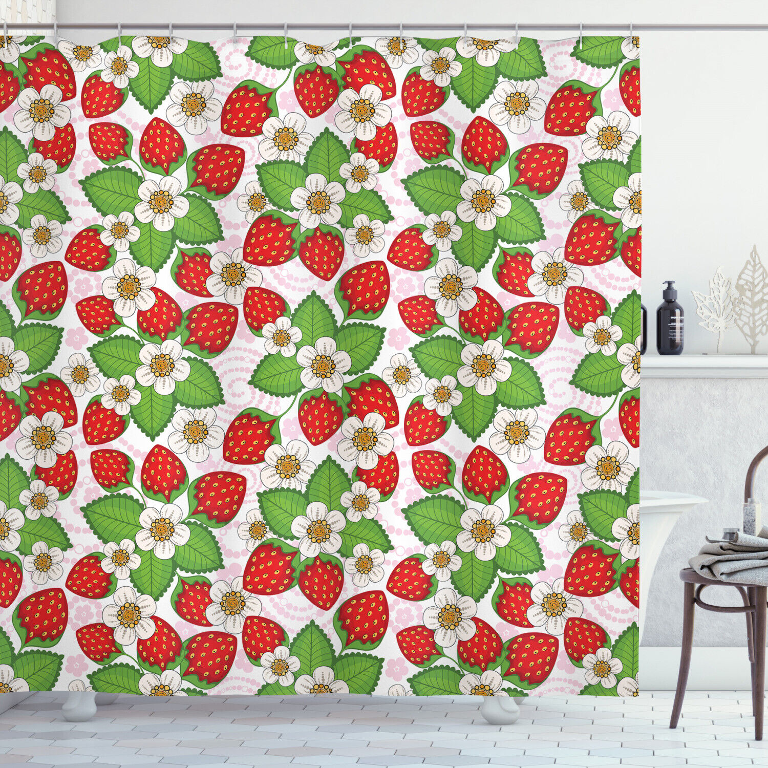 Flower Field Dragonfly Print Shower Curtain for Spring Bathroom