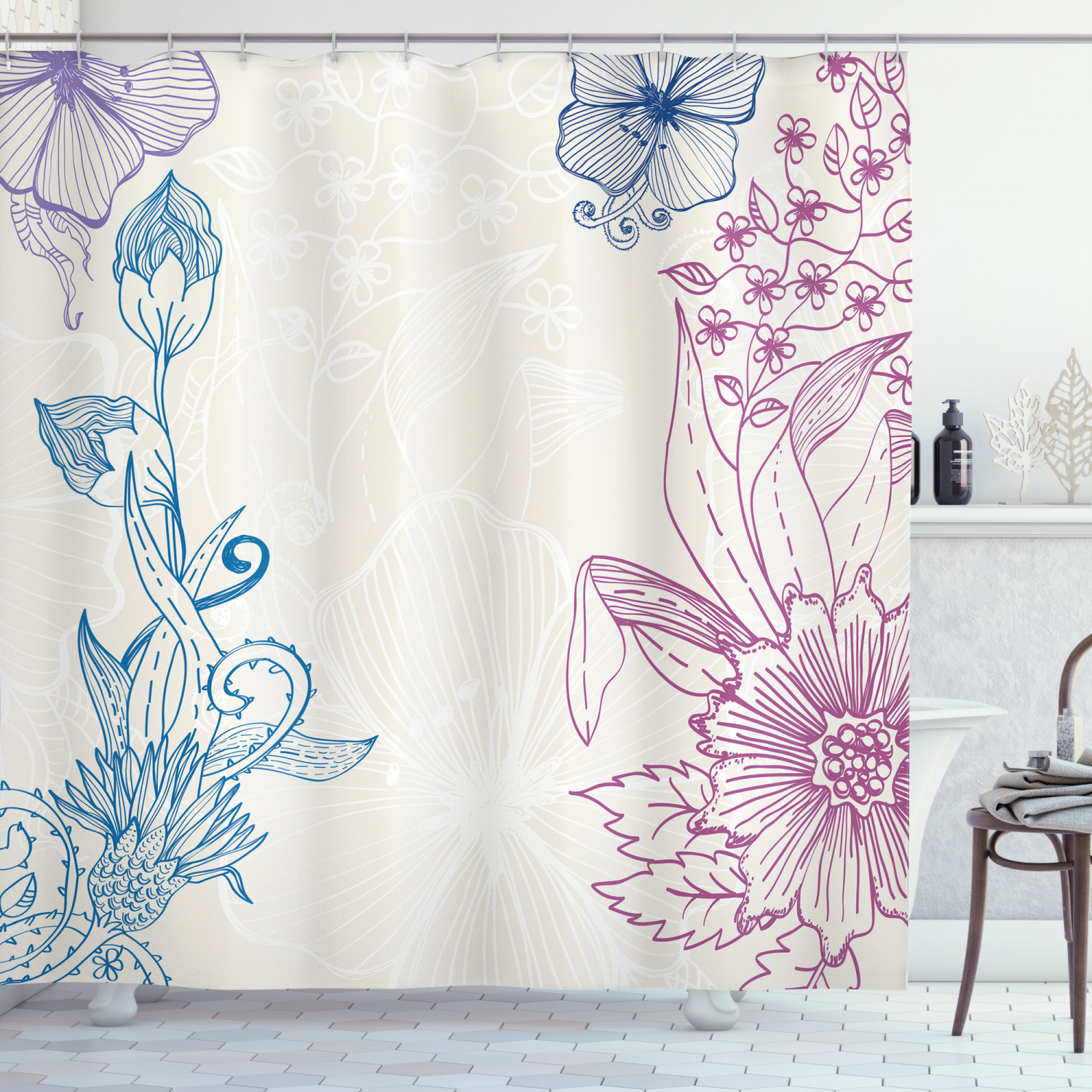 Flower Field Spring Art Print Floral Shower Curtain, Create A Relaxing Bathroom Atmosphere