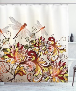 Flower Garden Grass Park Print Shower Curtain for Spring Bathroom 