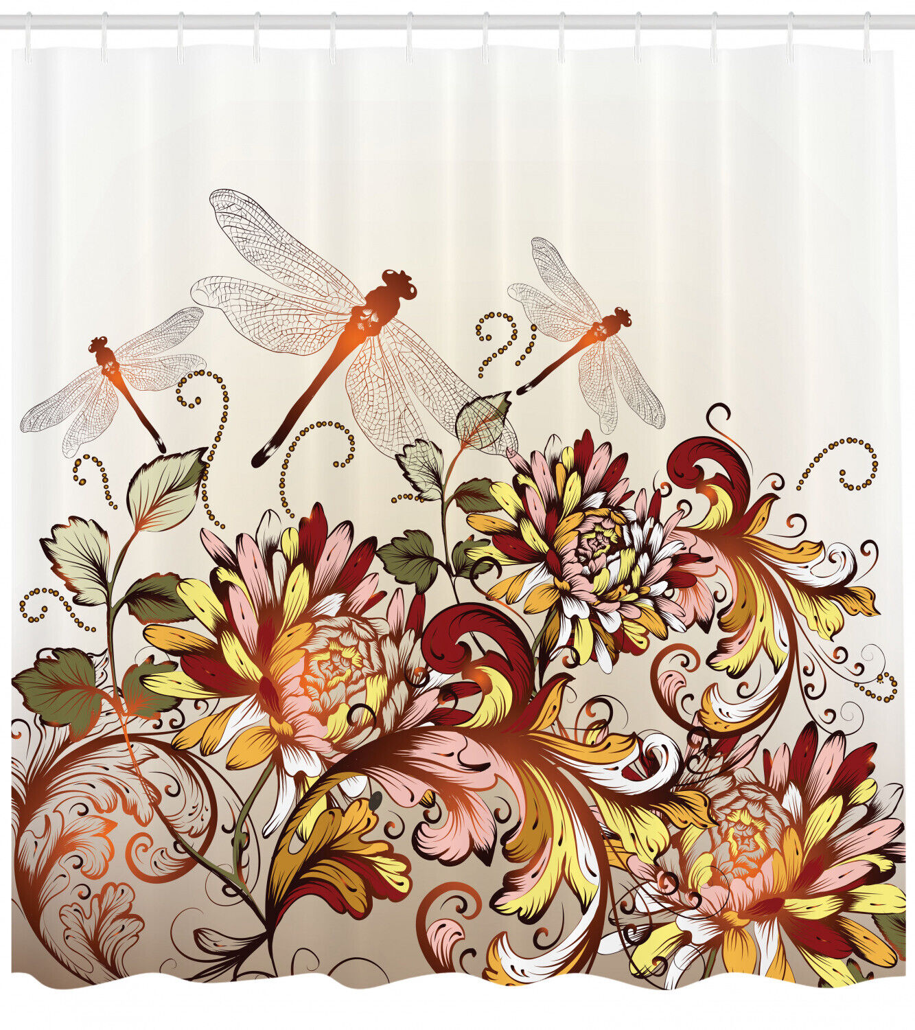 Flower Garden Grass Park Print Shower Curtain for Spring Bathroom