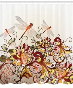 Flower Garden Grass Park Print Shower Curtain for Spring Bathroom