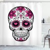 Flower Hearts Swirl Sugar Skull Shower Curtain for Bathroom Decor