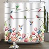 Flower Hummingbird Bird Shower Curtain For Modern Home Bathtubs Decor