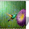 Flower Hummingbird Fantasy Shower Curtain Waterproof Washable Fabric for Guest Bathroom