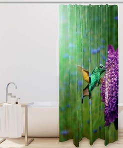 Flower Hummingbird Fantasy Shower Curtain Waterproof Washable Fabric for Guest Bathroom
