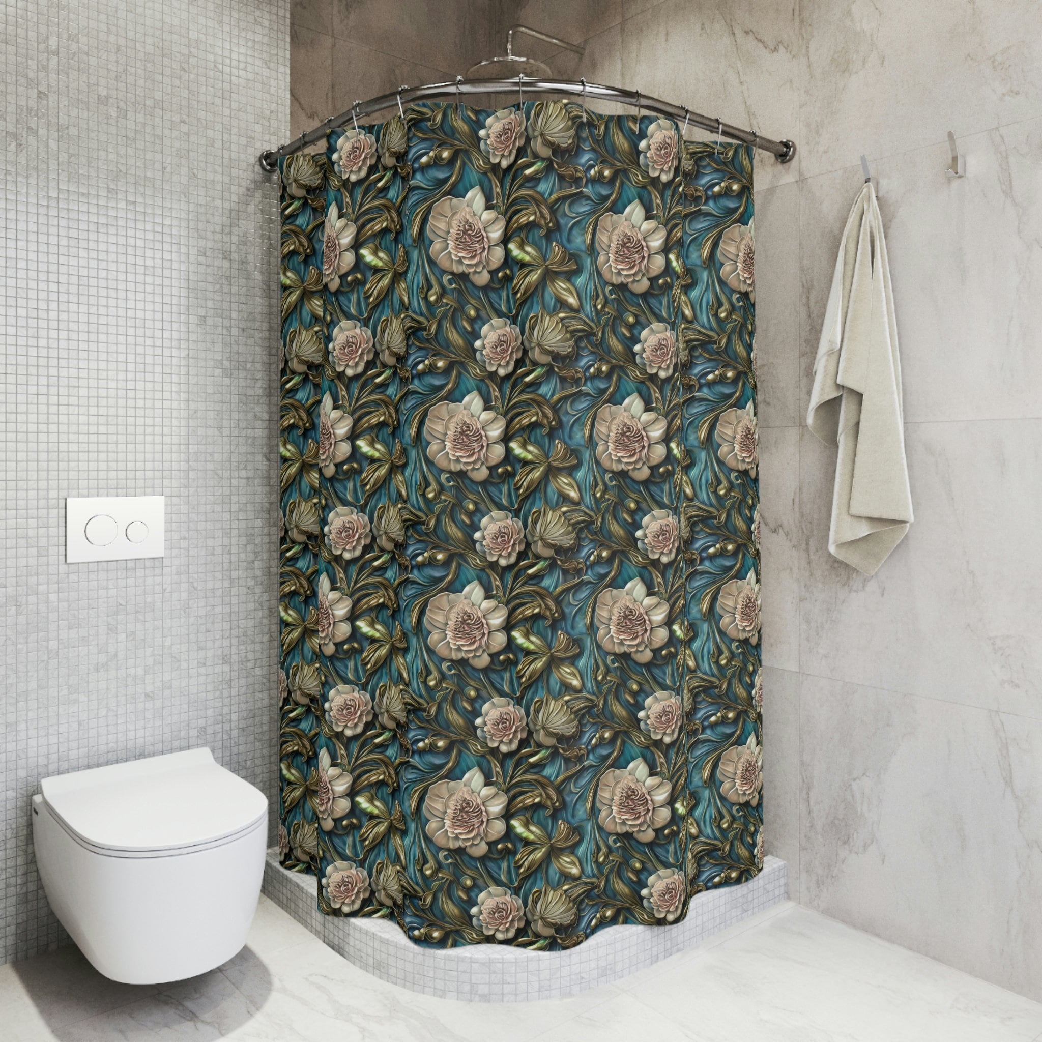 Flower Pattern Shower Curtain, Simple And Elegant Addition To Your Bathroom