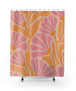 Flower Patterned Bathroom Accessory - Elegant Floral Shower Curtain, Nature Theme, Perfect Bathroom Decor