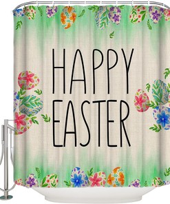Flower Power Colored Flowers Shower Curtain - Spring Summer Waterproof Bath Curtain For Easter Bathroom Decor