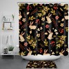 Flower Rabbit Black Botanical Leaf Shower Curtain Set