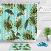Flower Shower Curtain with Palm Tree Leaves, Summer Tropical Plants, and Nature Design